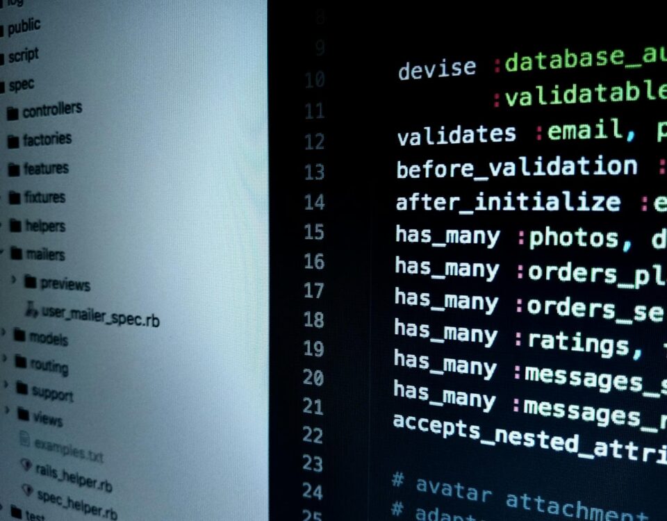 Detailed view of Ruby on Rails code highlighting software development intricacies.